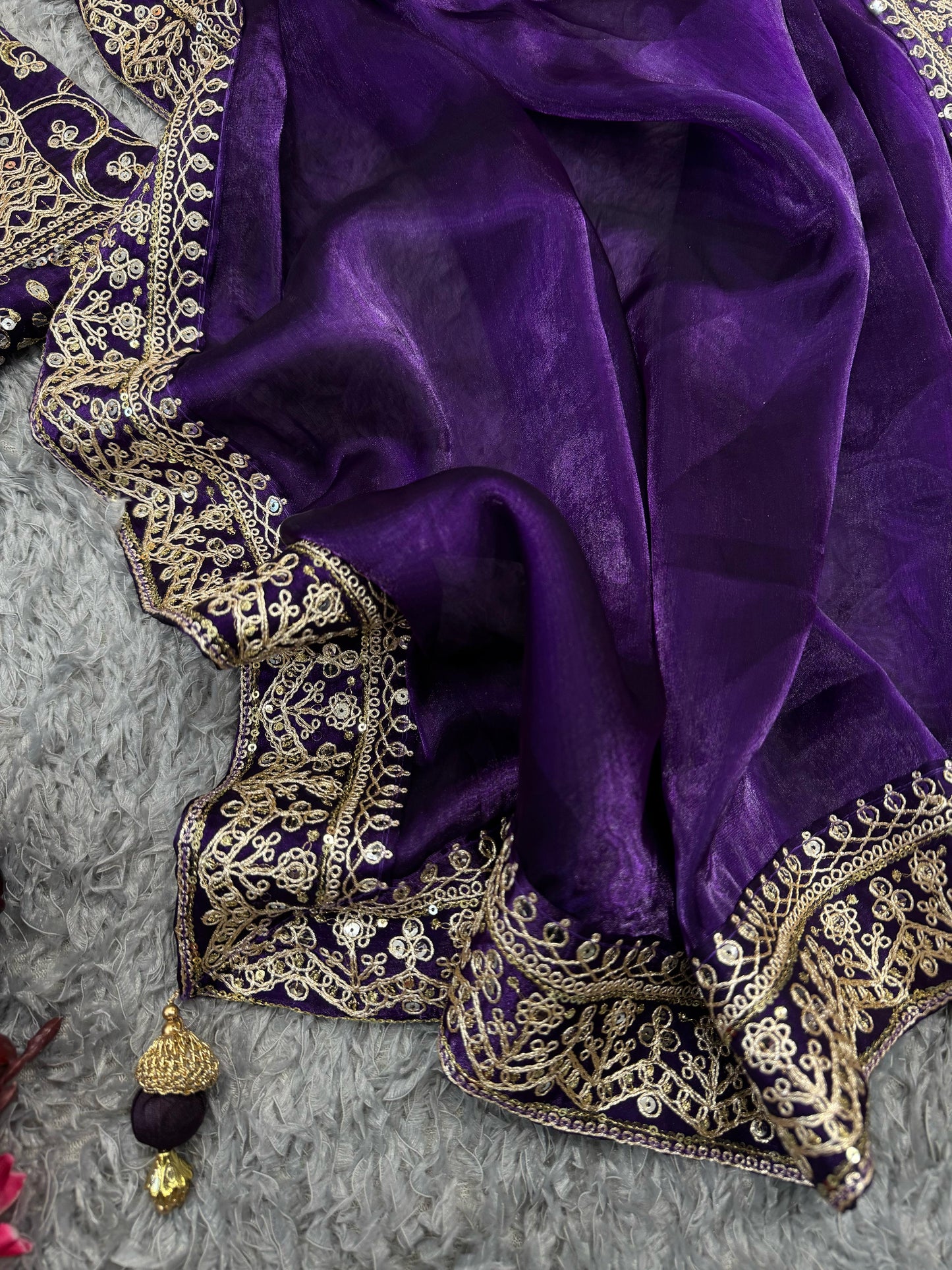Bollywood Celebrity Sequence Saree Collection Purple Party Wear Saree Blouse