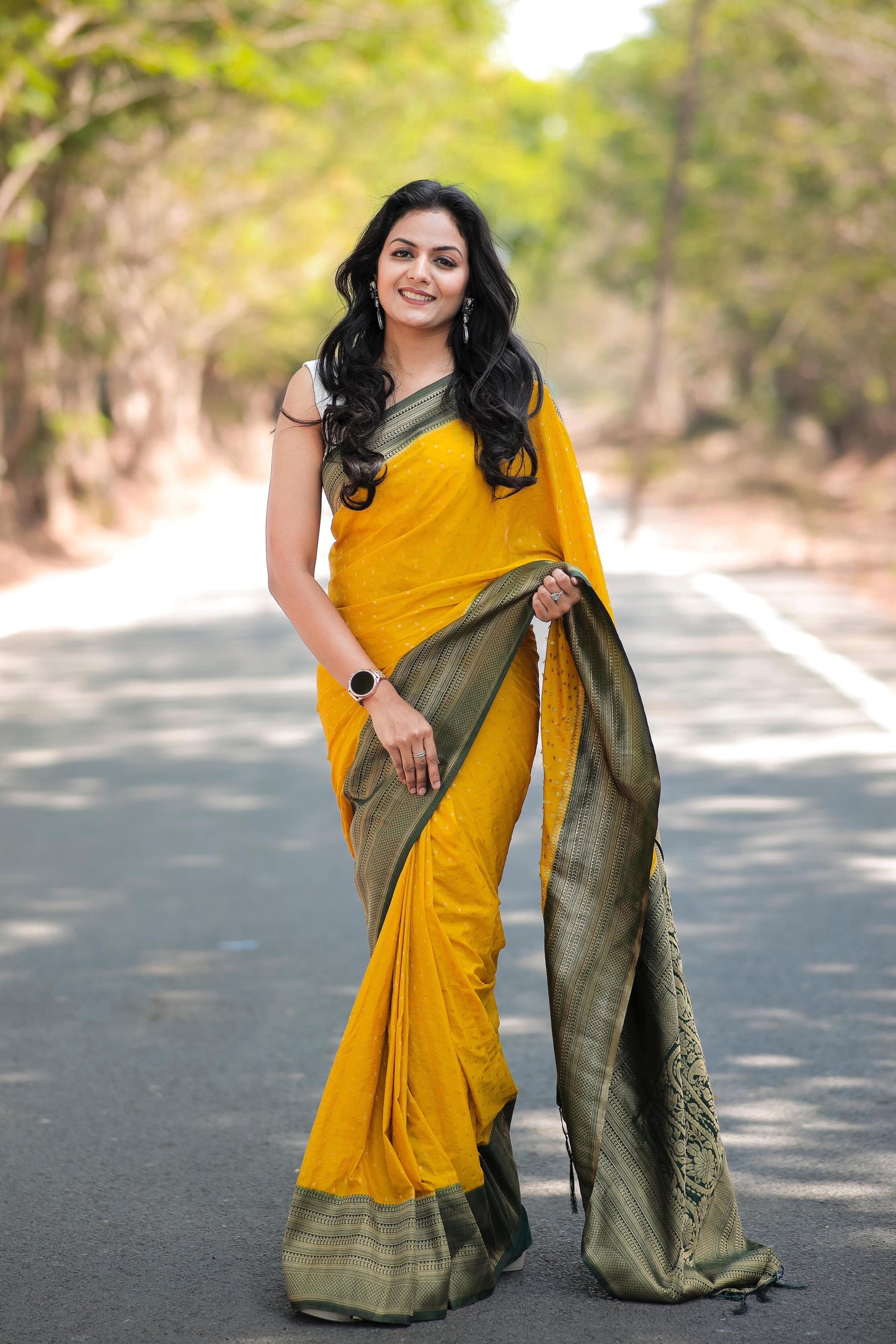 Ethereal Elegant Yellow Khadi Silk Saree Pairing With Woven Blouse