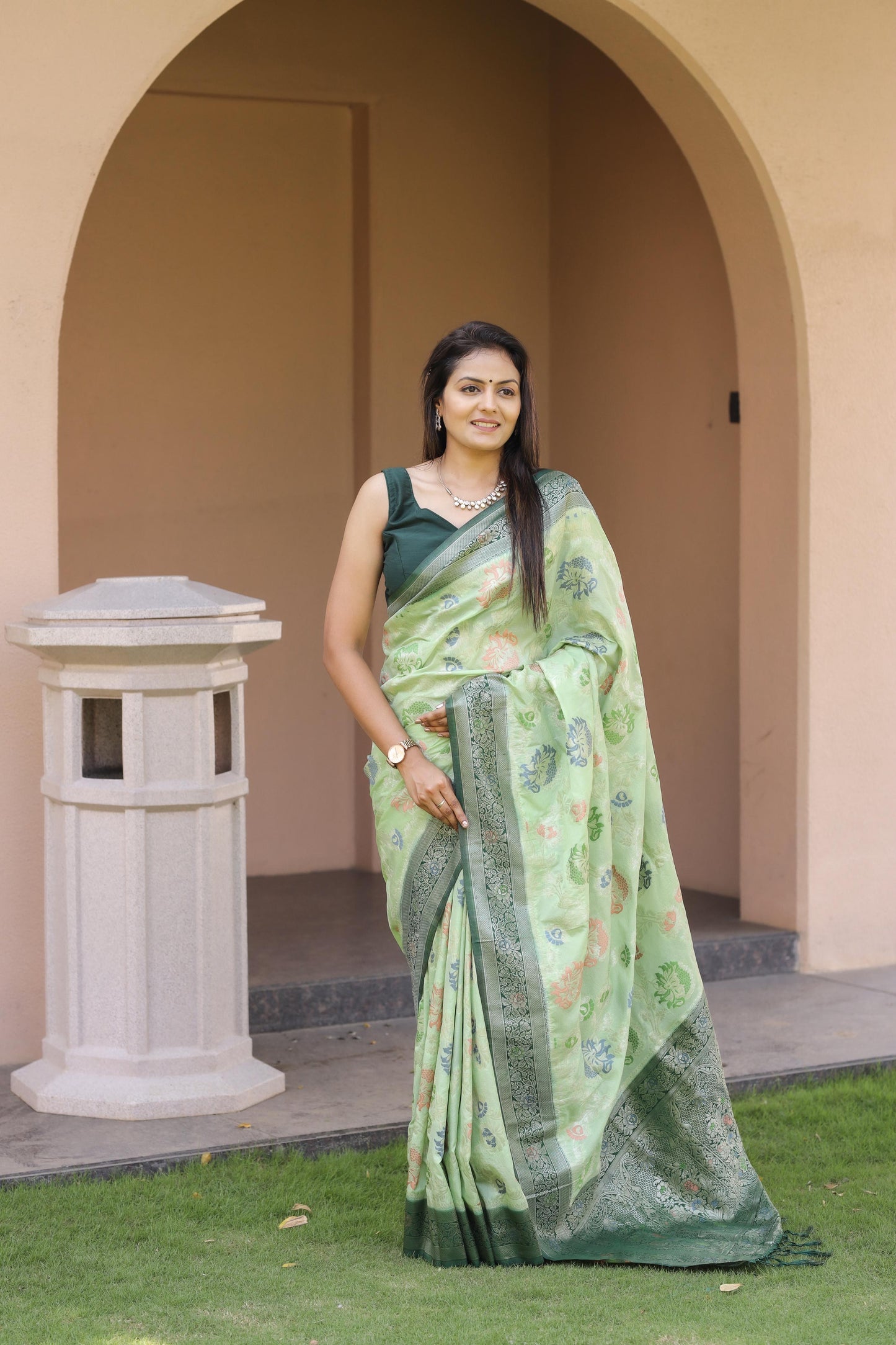 New Pure Soft Georgette Khadi Silk Saree With Woven Fabric Blouse