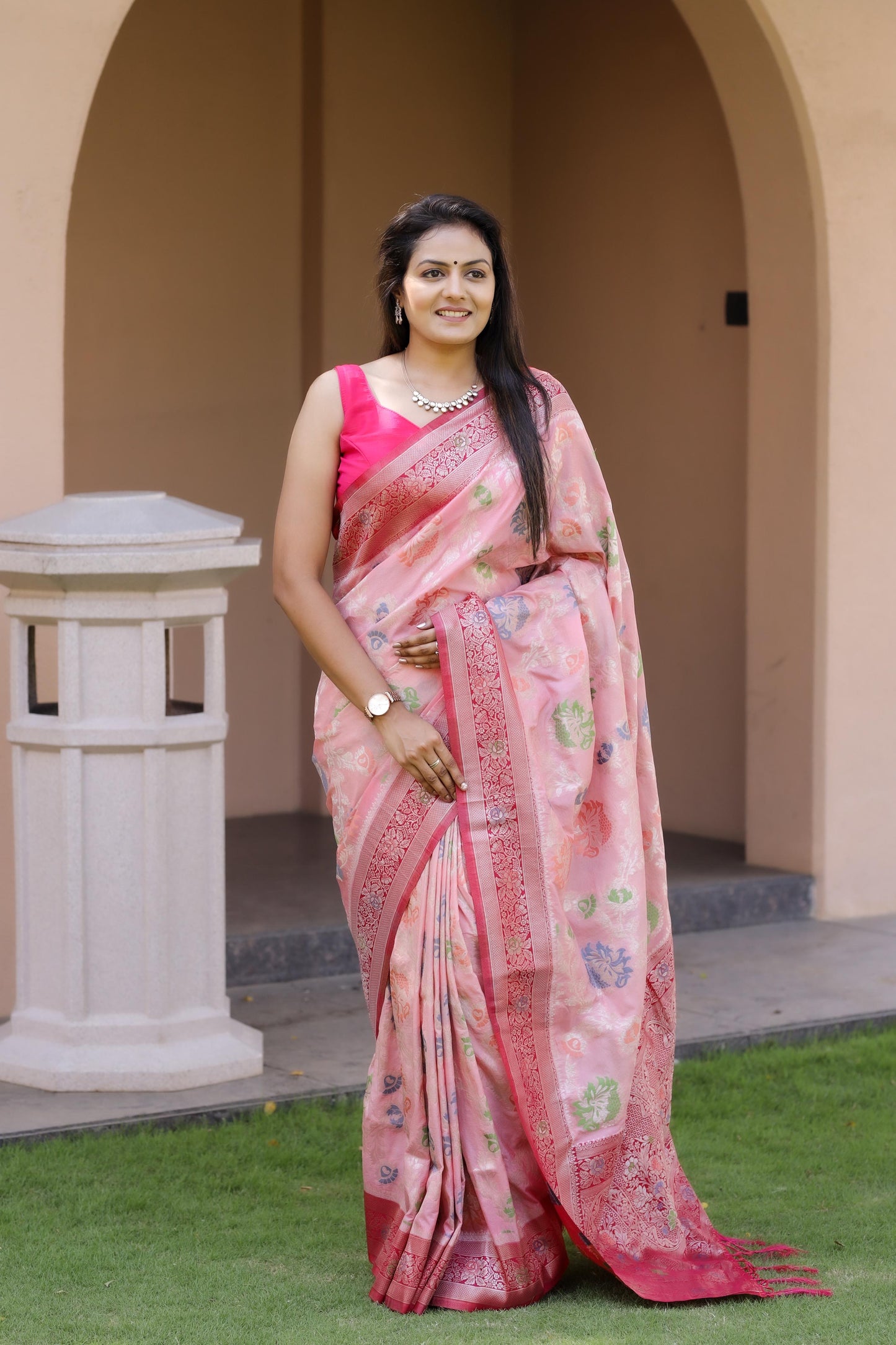 New Pure Soft Georgette Khadi Silk Saree With Woven Fabric Blouse