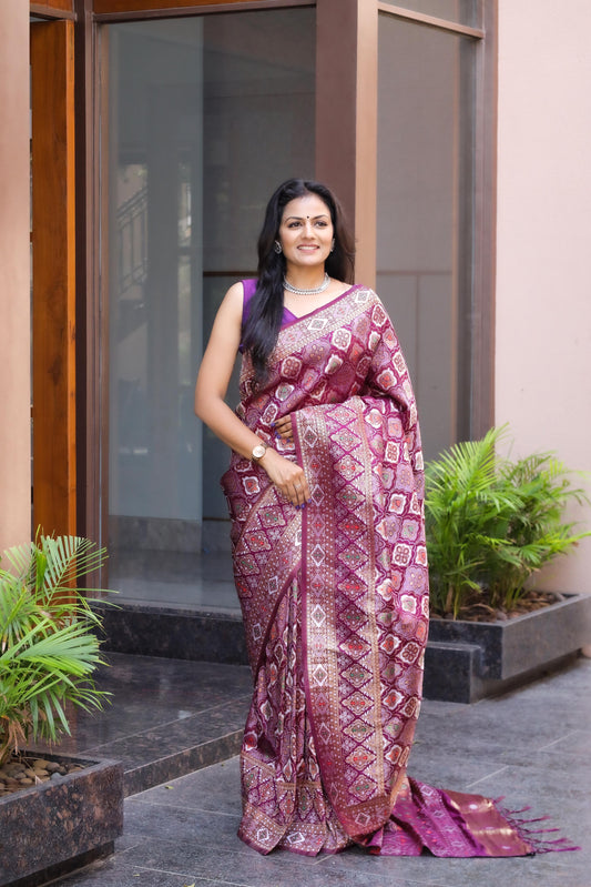 Soft Silk Saree With Jacquard Work And Woven Fabric Blouse